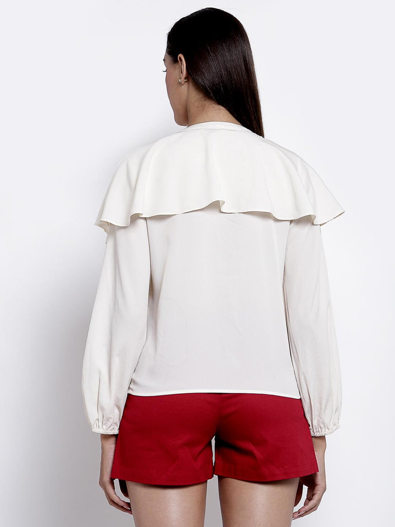 Off White Cape Ruffle Top | Tops & Shirts |Ayro Lane