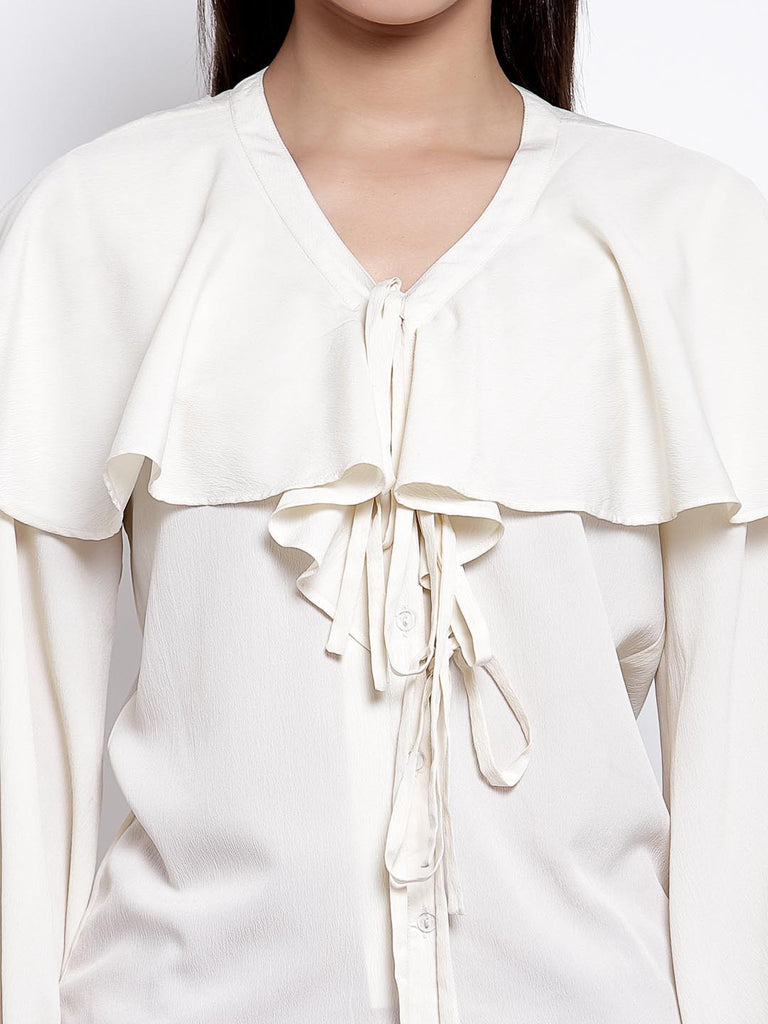 Off White Cape Ruffle Top | Tops & Shirts |Ayro Lane