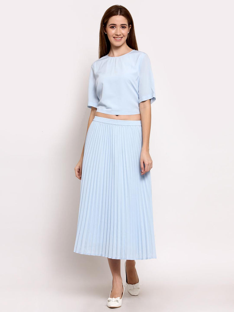 Blue Co Ord Set With Pleated Skirt | Clothing |Ayro Lane