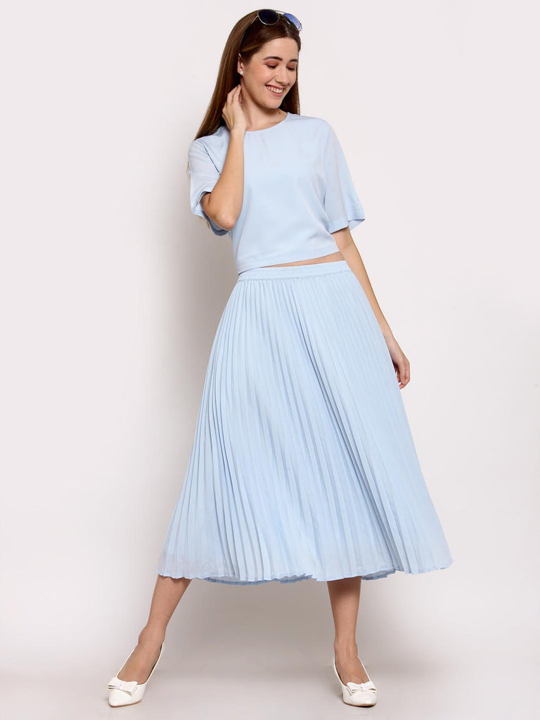 Blue Co Ord Set With Pleated Skirt | Clothing |Ayro Lane