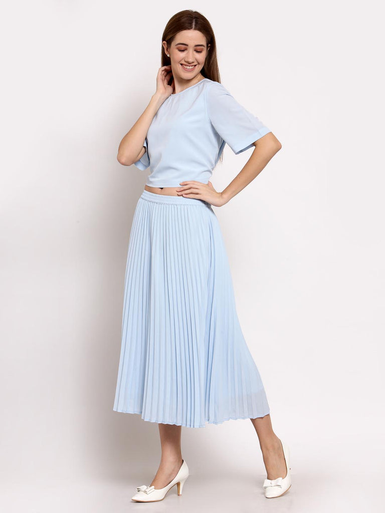 Blue Co Ord Set With Pleated Skirt | Clothing |Ayro Lane