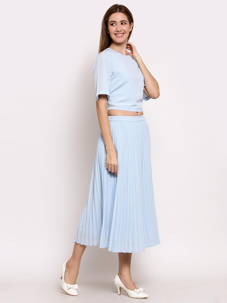 Blue Co Ord Set With Pleated Skirt | Clothing |Ayro Lane