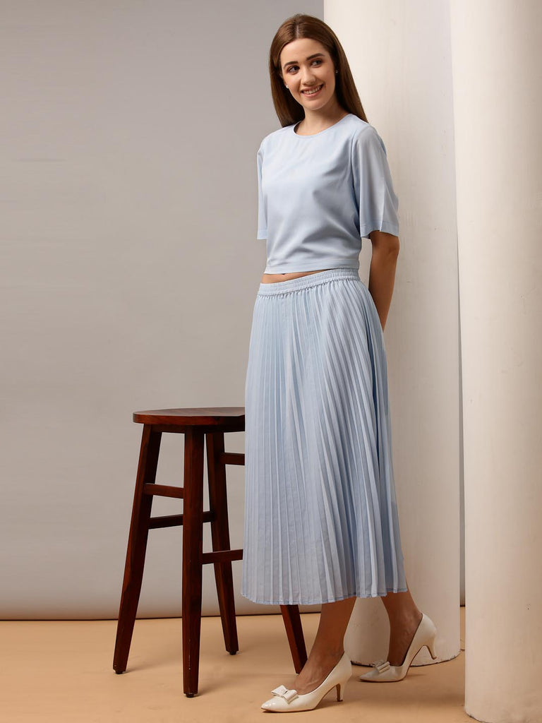 Blue Co Ord Set With Pleated Skirt | Clothing |Ayro Lane