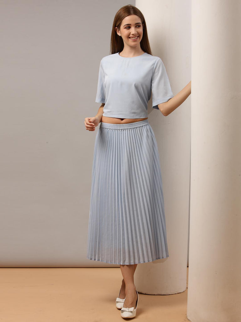 Blue Co Ord Set With Pleated Skirt | Clothing |Ayro Lane