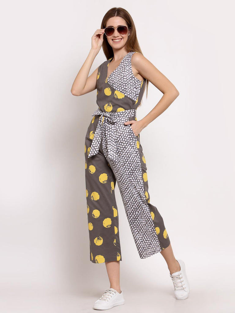 Grey Overlap Tie Knot Jumpsuit | Clothing |Ayro Lane