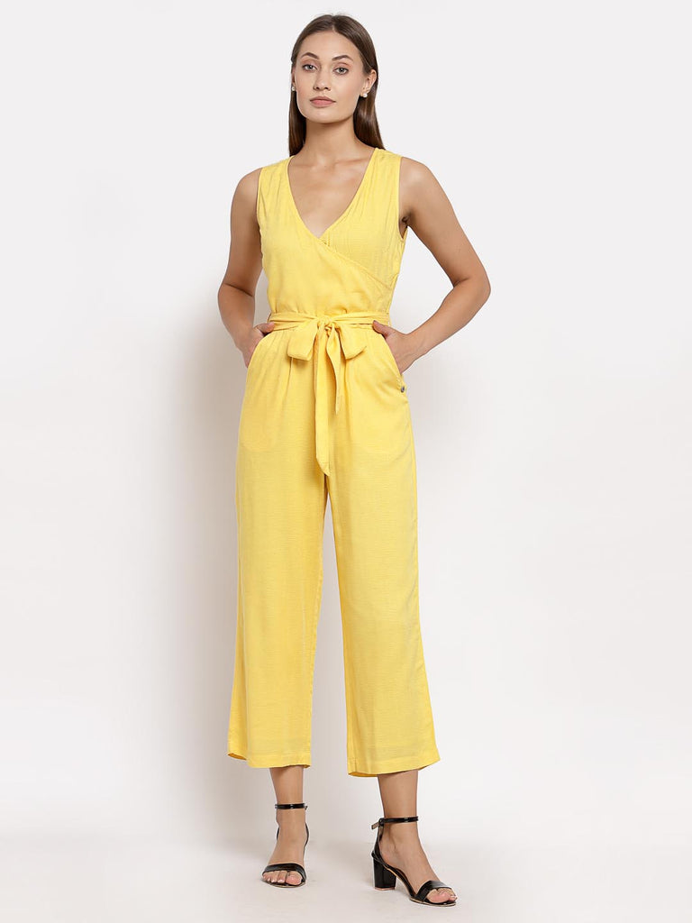 Yellow Overlap Tie Knot Jumpsuit | Clothing |Ayro Lane