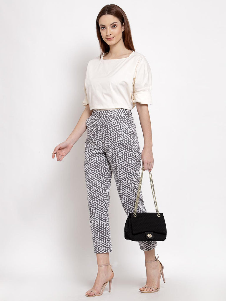 Grey Dot Printed Trouser | Clothing |Ayro Lane