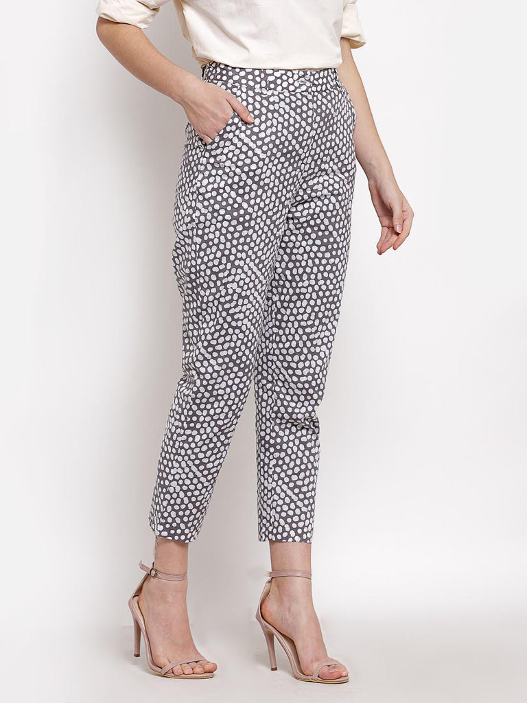 Grey Dot Printed Trouser | Clothing |Ayro Lane