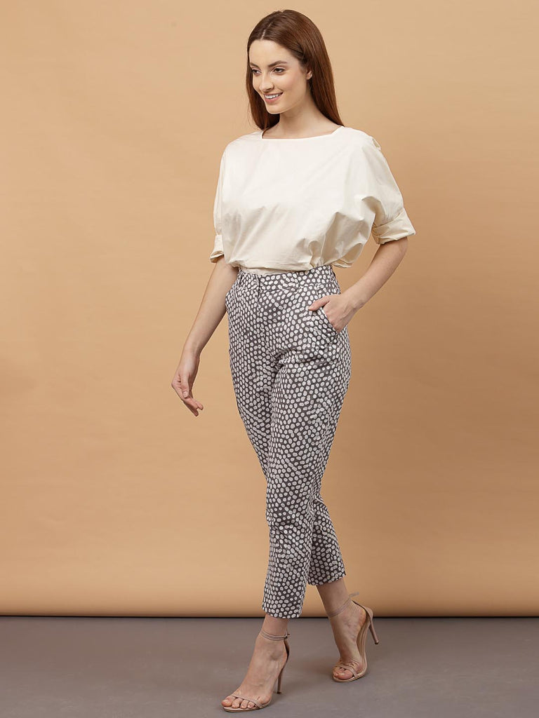 Grey Dot Printed Trouser | Clothing |Ayro Lane