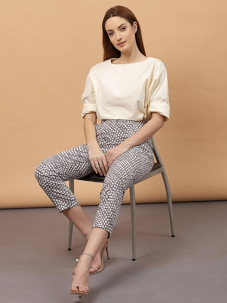 Grey Dot Printed Trouser | Clothing |Ayro Lane