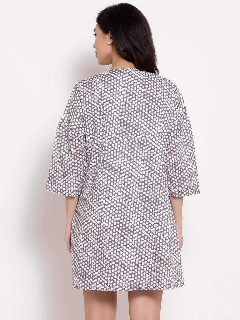 Grey Mix Print Dress | Hem Dress |Ayro Lane