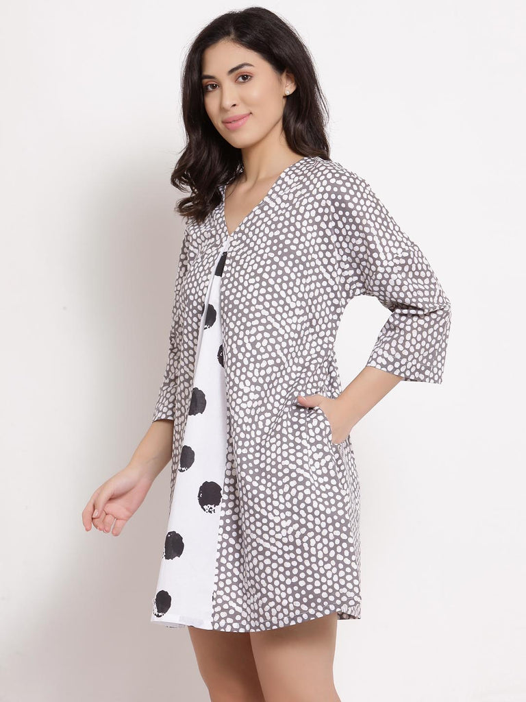 Grey Mix Print Dress | Hem Dress |Ayro Lane