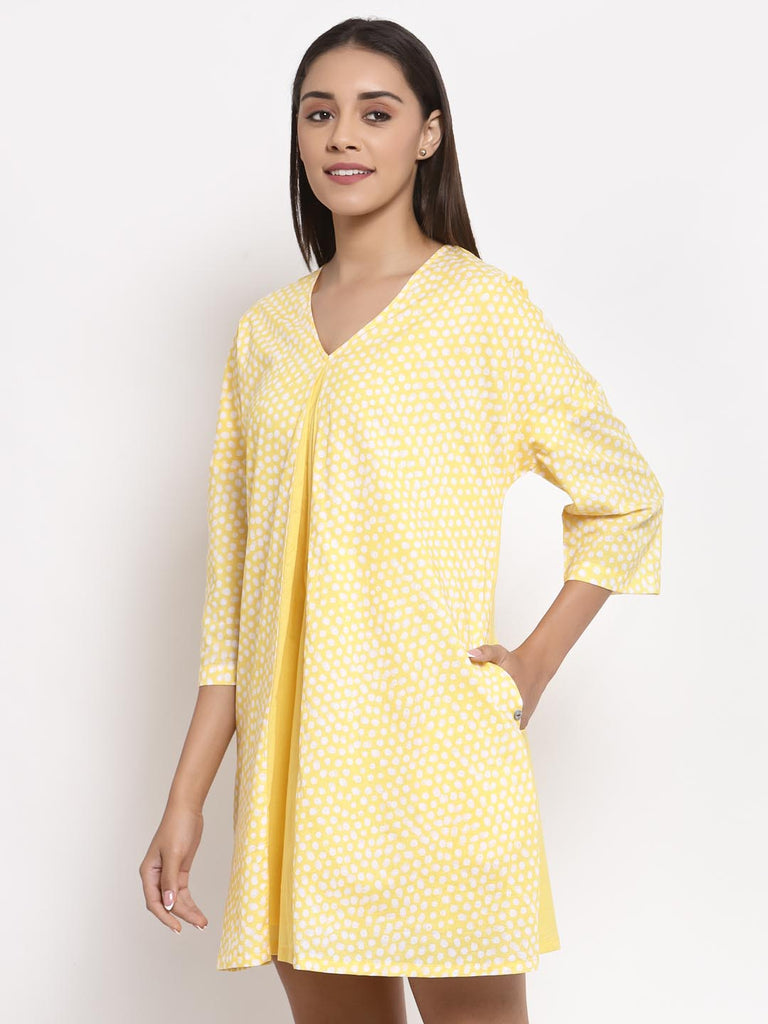 Yellow Mix Print Dress | Hem Dress |Ayro Lane