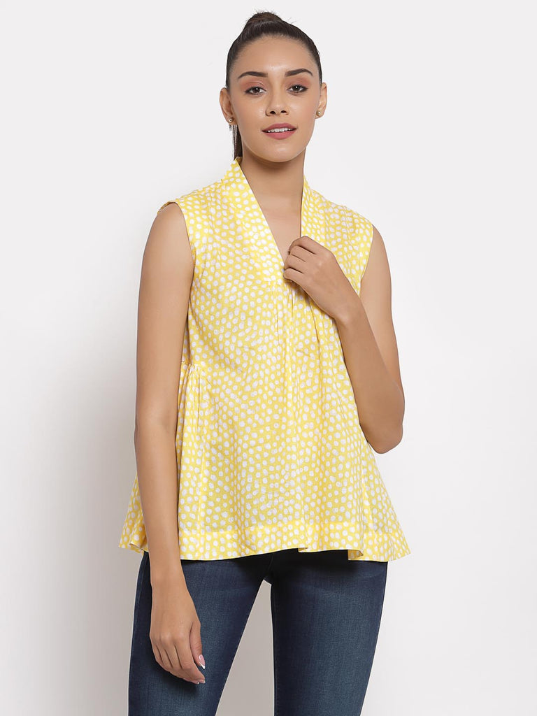 Yellow Printed A Line Top | Tops & Shirts |Ayro Lane