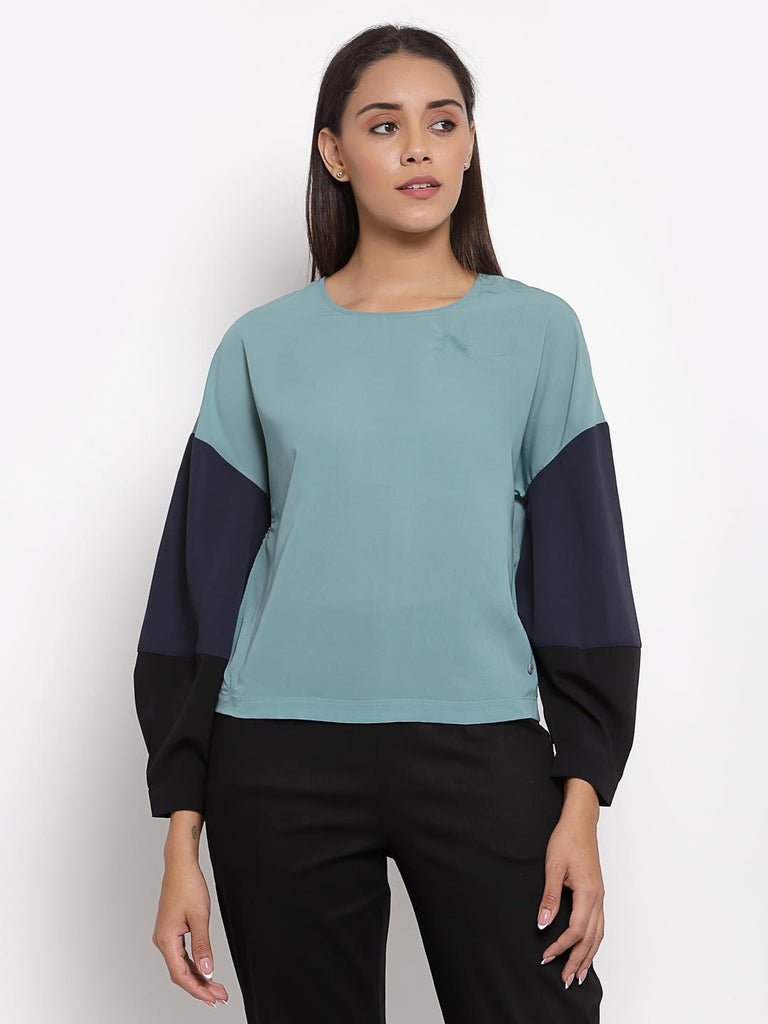 Turquoise Colour Block Top | Tops & Shirts |Ayro Lane