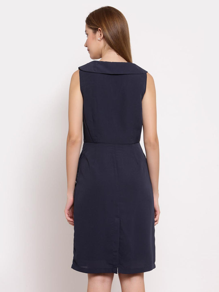 Navy Shawl Collar Dress | Hem Dress |Ayro Lane