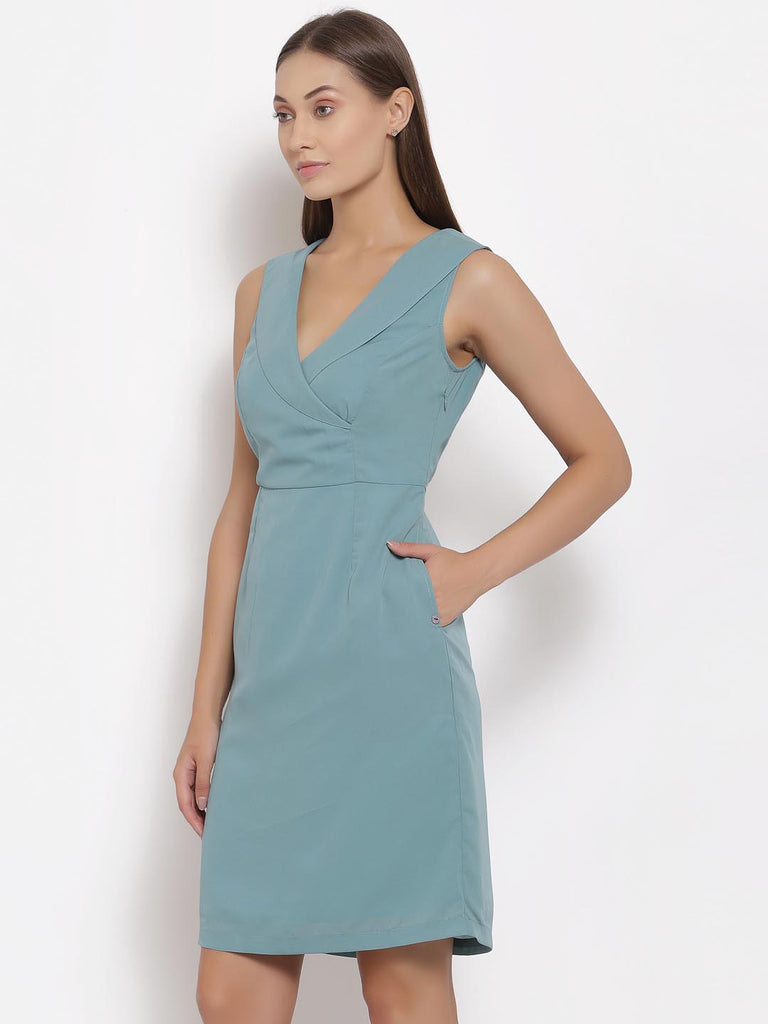 Turquoise Shawl Collar Dress | Hem Dress |Ayro Lane