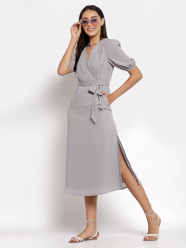 Grey Wrap Maxi Dress | Hem Dress |Ayro Lane