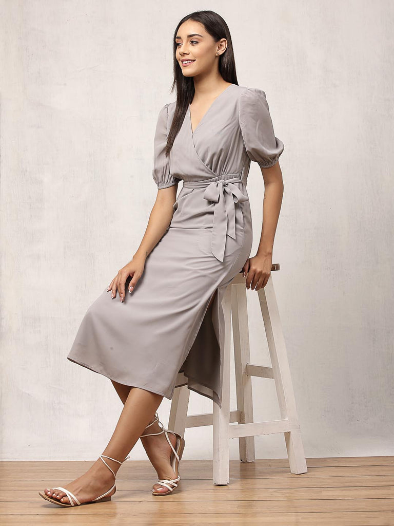 Grey Wrap Maxi Dress | Hem Dress |Ayro Lane