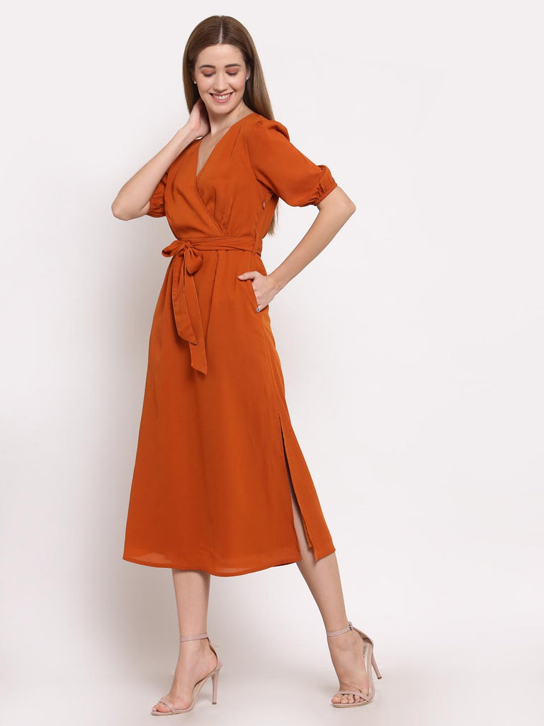Rust Wrap Maxi Dress | Hem Dress |Ayro Lane