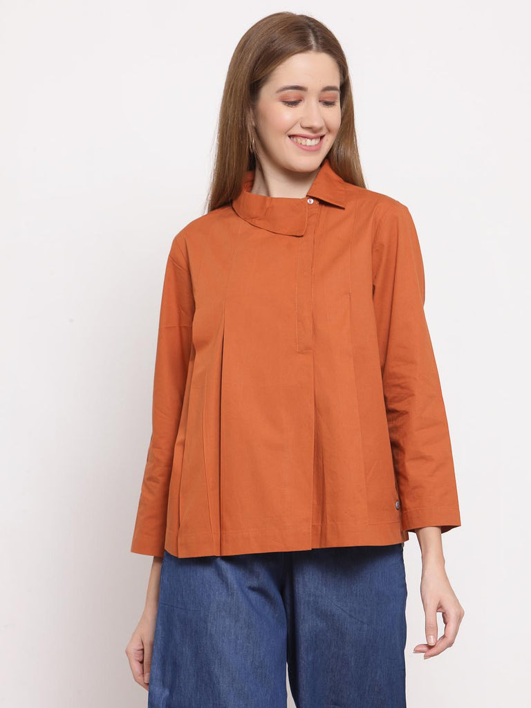 Rust Box Pleated Top | Tops & Shirts |Ayro Lane