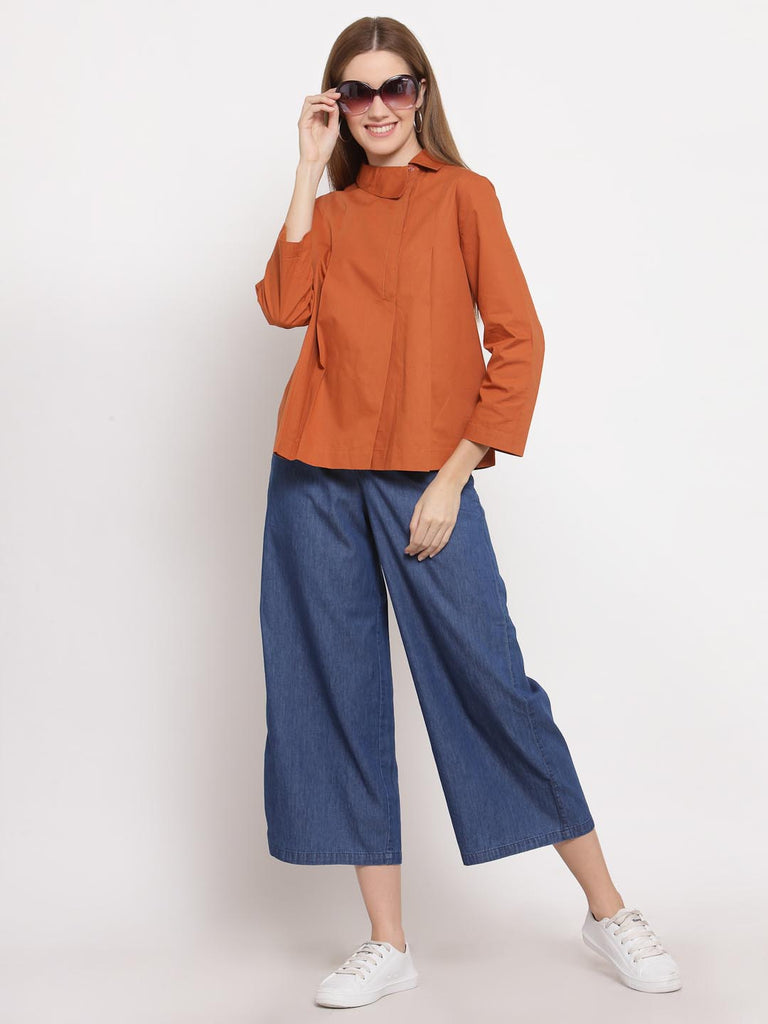 Rust Box Pleated Top | Tops & Shirts |Ayro Lane