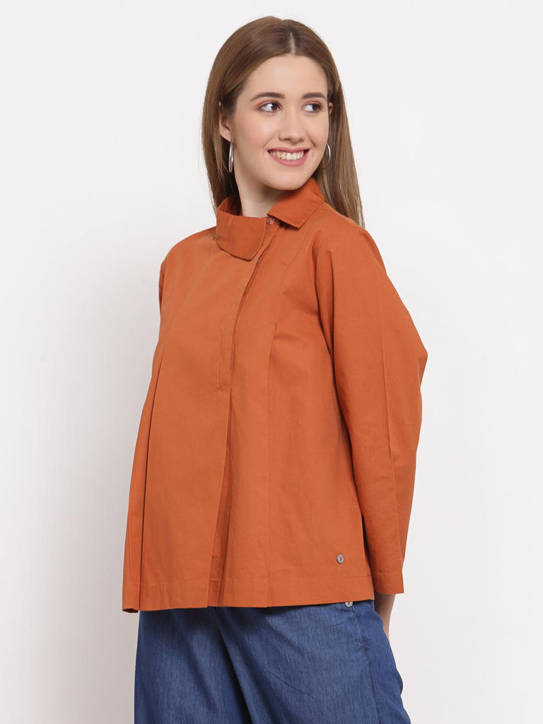 Rust Box Pleated Top | Tops & Shirts |Ayro Lane