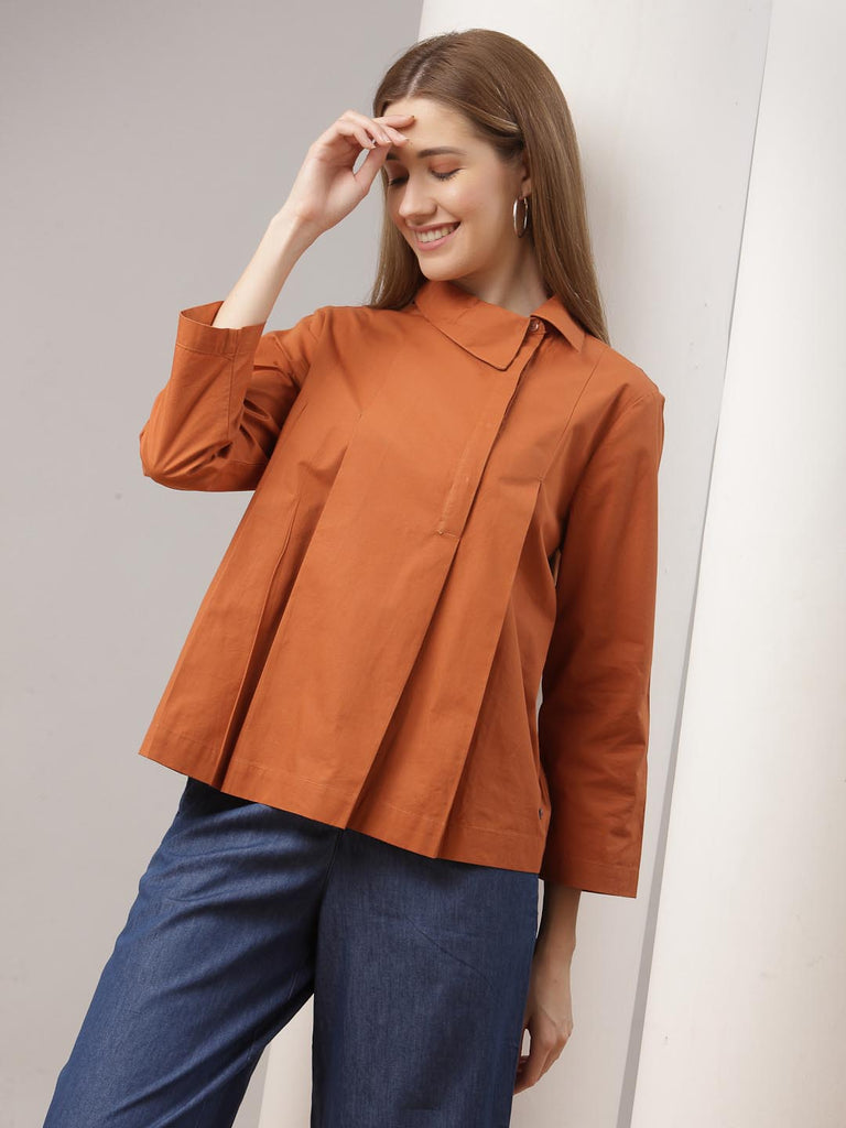 Rust Box Pleated Top | Tops & Shirts |Ayro Lane