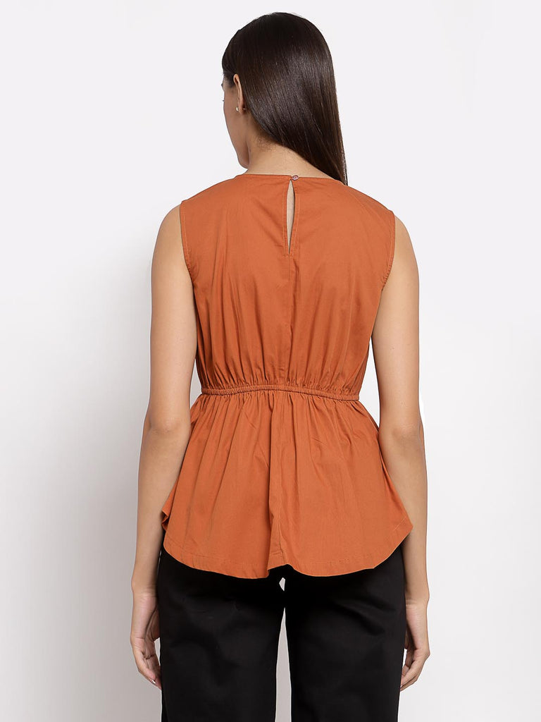 Rust Elasticated High Low | Tops & Shirts |Ayro Lane