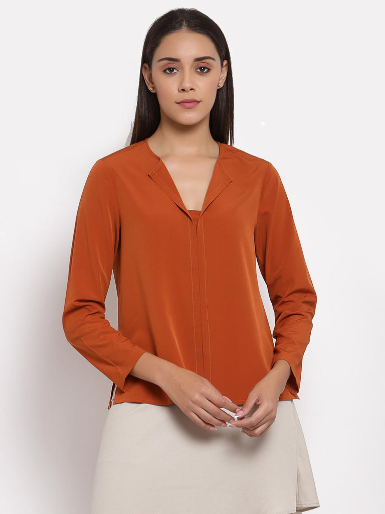 Rust Full Sleeves Top | Tops & Shirts |Ayro Lane