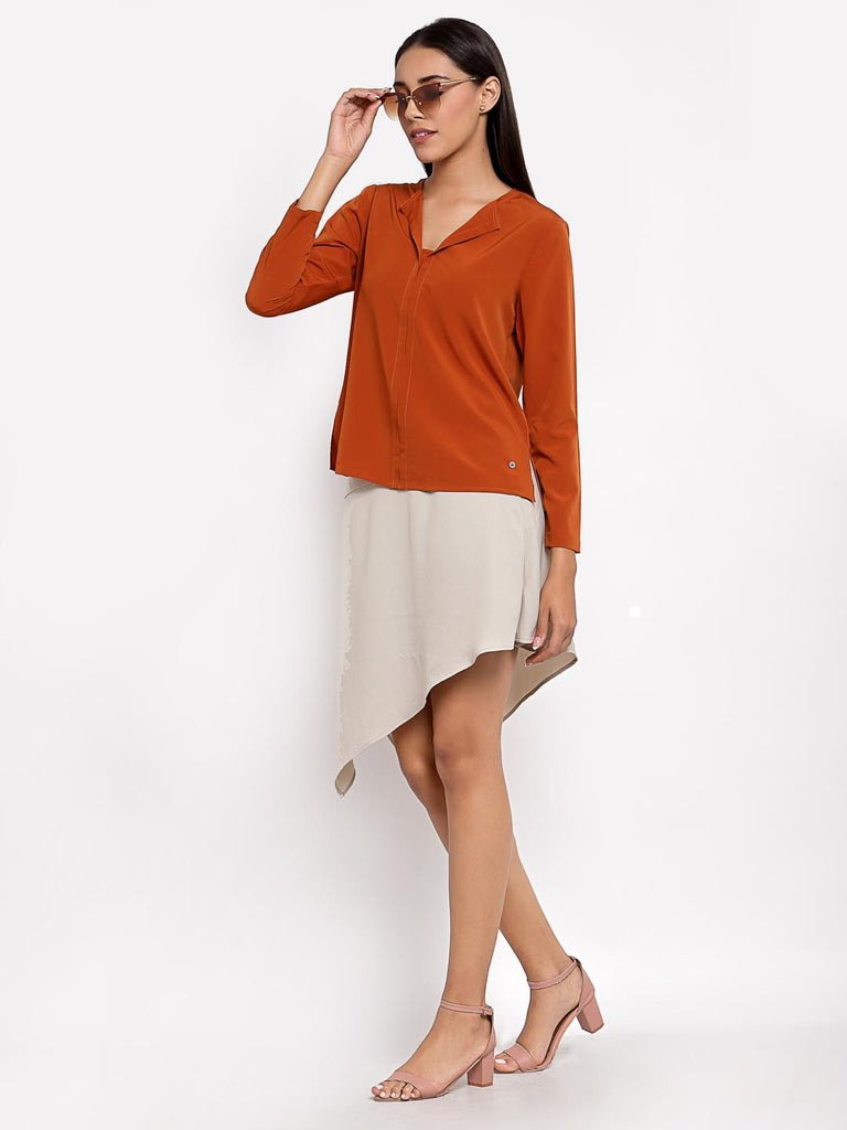 Rust Full Sleeves Top | Tops & Shirts |Ayro Lane