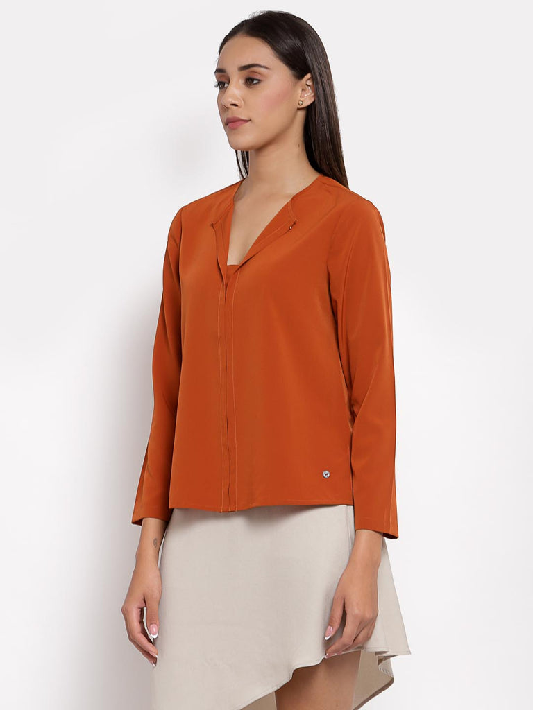 Rust Full Sleeves Top | Tops & Shirts |Ayro Lane