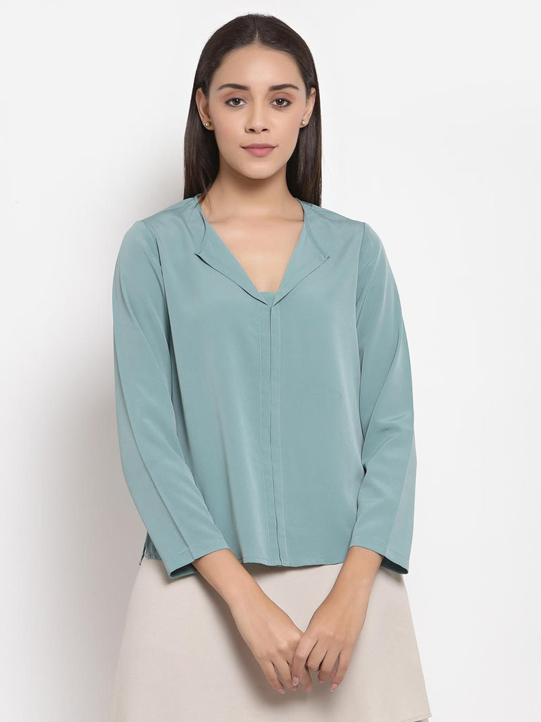 Turquoise Full Sleeves Top | Tops & Shirts |Ayro Lane