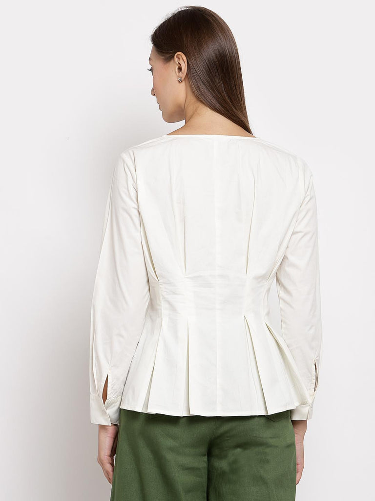 Snow White Boat Neck Pleated Top | Tops & Shirts |Ayro Lane