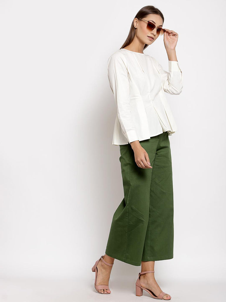 Snow White Boat Neck Pleated Top | Tops & Shirts |Ayro Lane