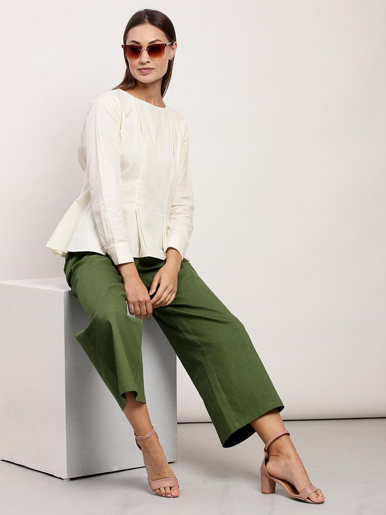 Snow White Boat Neck Pleated Top | Tops & Shirts |Ayro Lane