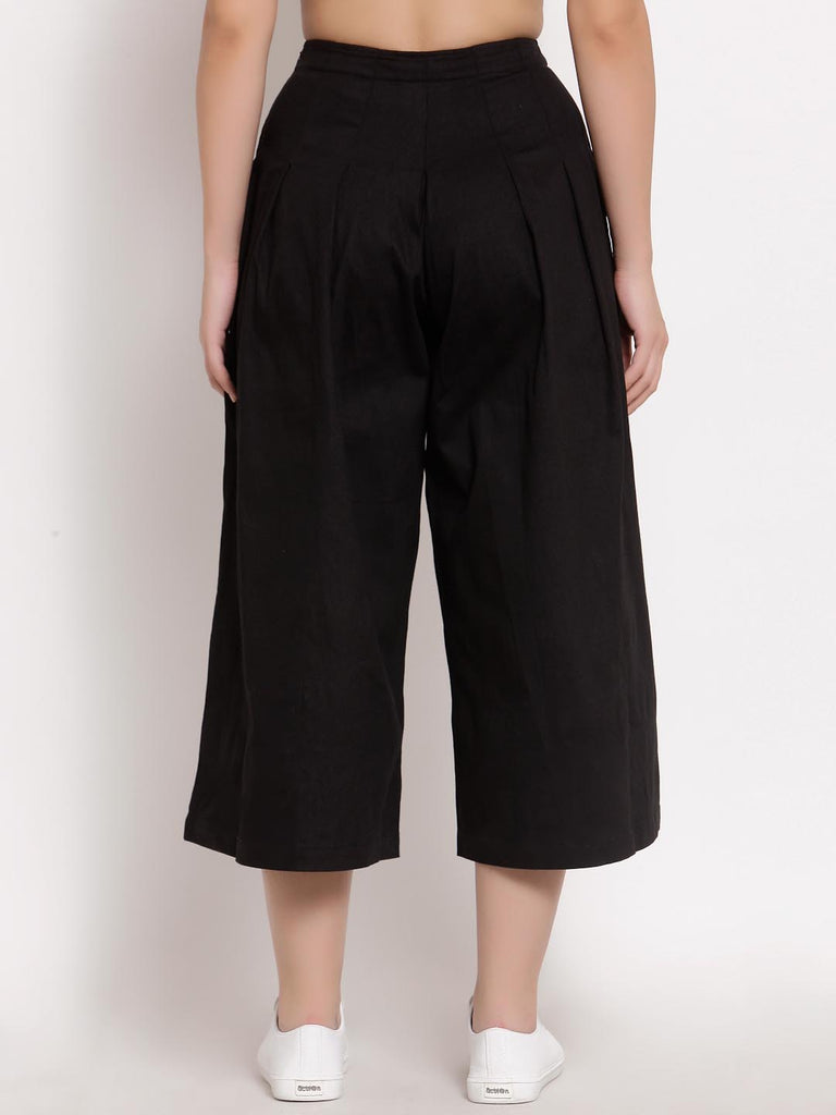 Black Calf Length Box Pleated Pants | Clothing |Ayro Lane