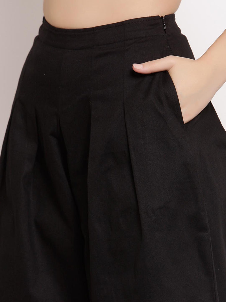 Black Calf Length Box Pleated Pants | Clothing |Ayro Lane