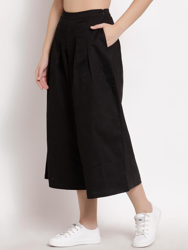 Black Calf Length Box Pleated Pants | Clothing |Ayro Lane