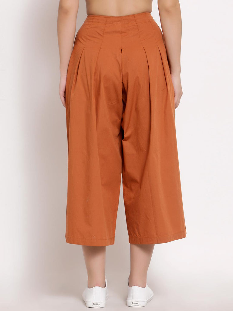 Rust Calf Length Box Pleated Pants | Clothing |Ayro Lane