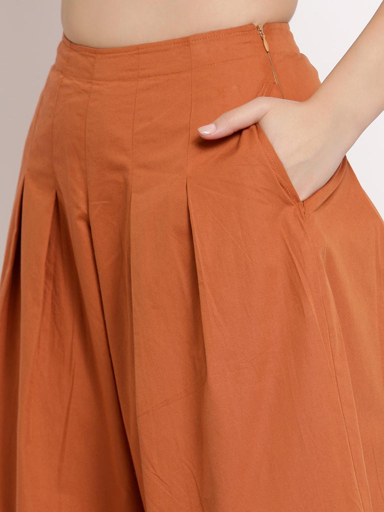 Rust Calf Length Box Pleated Pants | Clothing |Ayro Lane