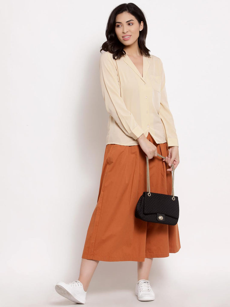 Rust Calf Length Box Pleated Pants | Clothing |Ayro Lane