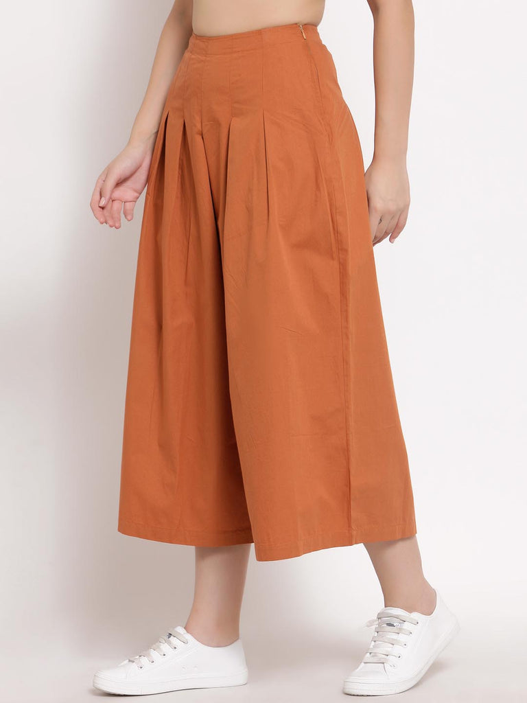 Rust Calf Length Box Pleated Pants | Clothing |Ayro Lane