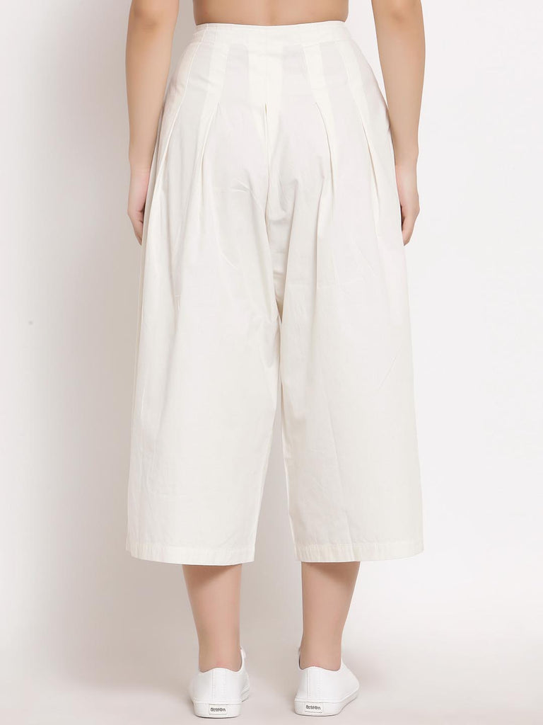 Snow White Calf Length Box Pleated Pants | Clothing |Ayro Lane