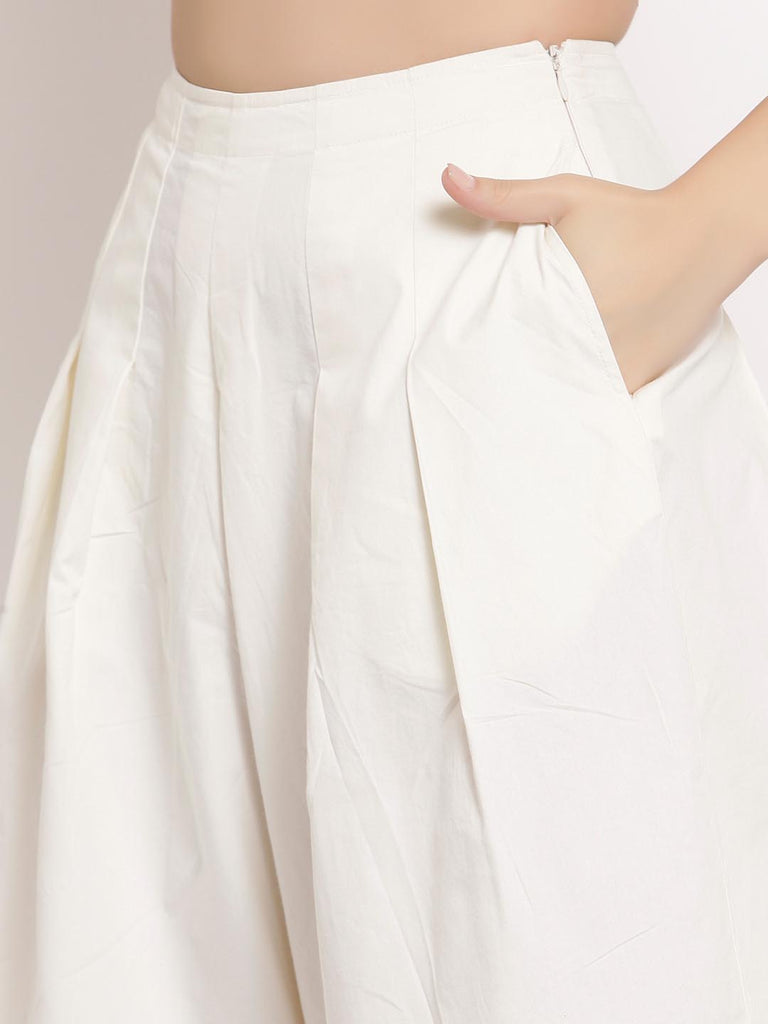 Snow White Calf Length Box Pleated Pants | Clothing |Ayro Lane