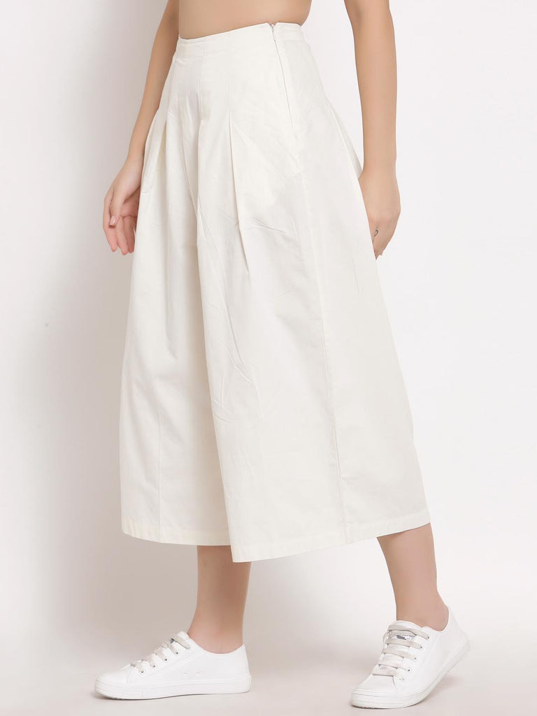 Snow White Calf Length Box Pleated Pants | Clothing |Ayro Lane