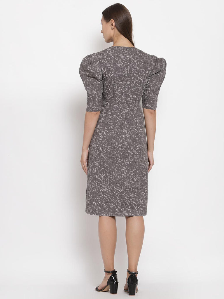 Grey Printed Collar Dress | Hem Dress |Ayro Lane