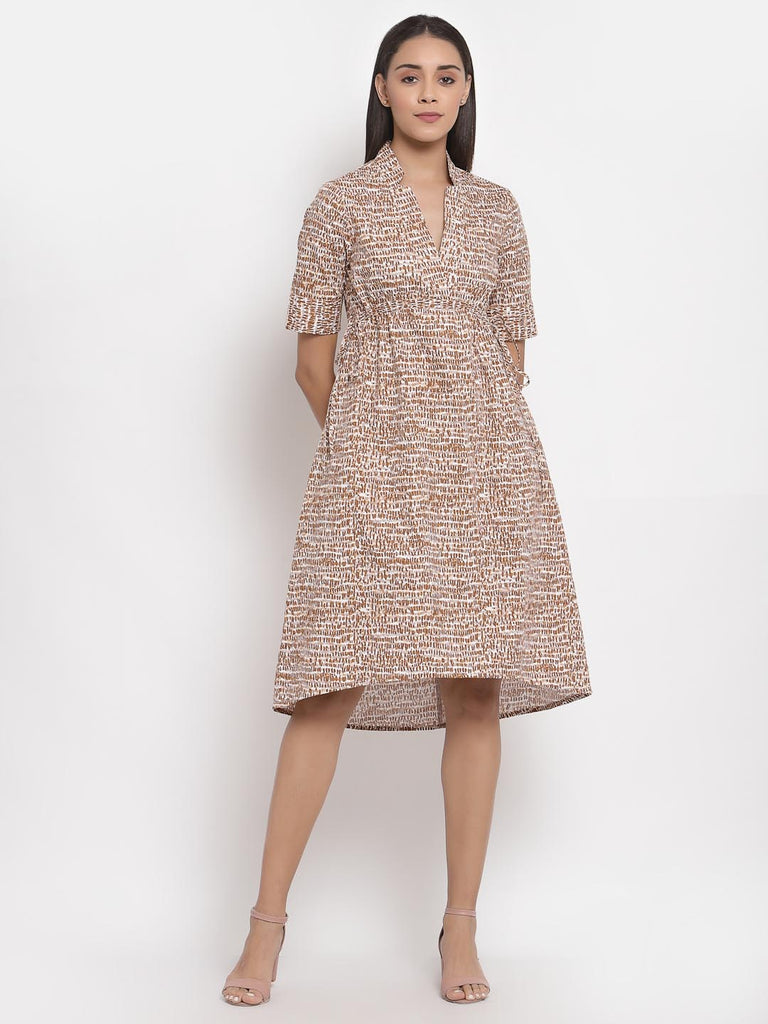 Abstract Wide Neckline Notch Collar Dress | Hem Dress |Ayro Lane