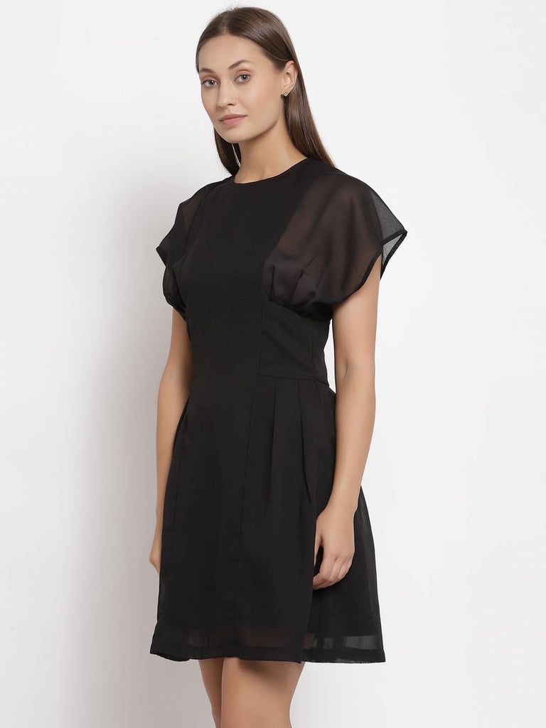 Black Side Pleated Dress | Hem Dress |Ayro Lane