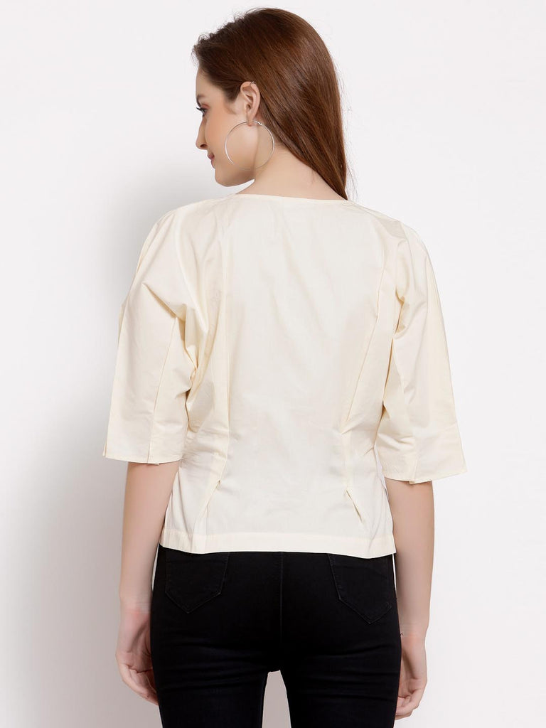 Butter Cream V Neck Button Down Blouse | Tops & Shirts |Ayro Lane